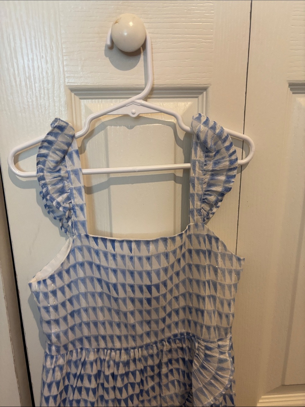 Janie and Jack Blue and White Ruffle Strap Sundress - Picture 2 of 4